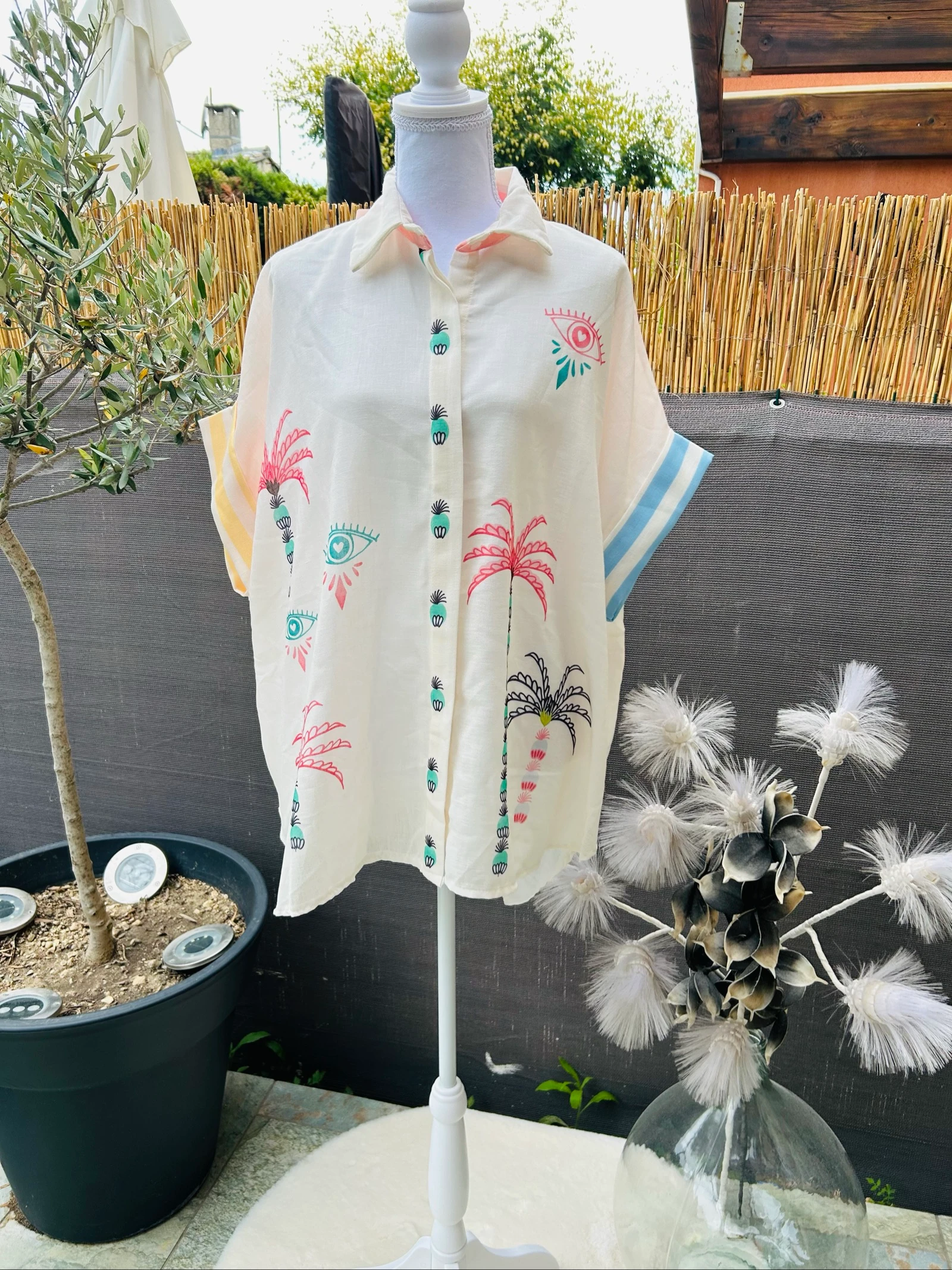 Chemise bohème oversize à motif 36-48